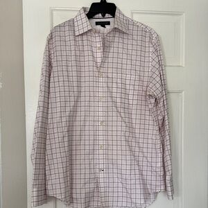 Banana Republic White and Red Plaid Shirt